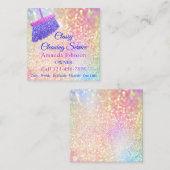 Reinigingsdiensten Roze roze portier Vierkante Visitekaartje (Voorkant / Achterkant)