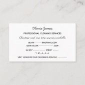 Reinigingsdiensten, schoon tehuis visitekaartje (Achterkant)