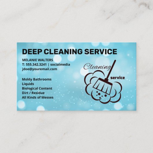 Reinigingsdiensten | Schoonmaak in vloeibare vorm  Visitekaartje (Voorkant)