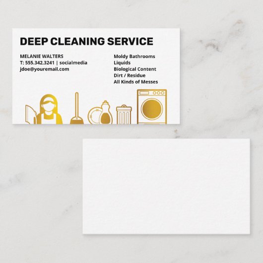 Reinigingsdiensten | Schoonmaak in vloeibare vorm  Visitekaartje (Voorkant / Achterkant)