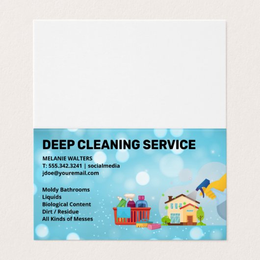 Reinigingsdiensten | Spuiten | Maid Cleaner Visitekaartje (Buitenkant ongevouwen)