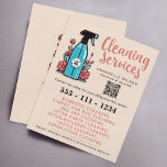 Reinigingsdiensten Spuitfles Bloemen Flyer<br><div class="desc">Chique en unieke schoonmaakdiensten flyer, perfect voor het promoten van huishoudelijke en commerciële schoonmaakbedrijven. Deze professioneel ontworpen flyer heeft een handgetekende illustratie van een blauwe schoonmaakspuitfles omringd door delicate bloemen op een heldere blozend roze achtergrond. De voorkant bevat een elegante scripttypografie voor "Cleaning Services", een gedetailleerde lijst van services, essentiële...</div>
