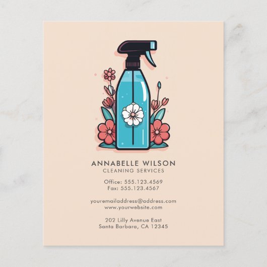 Reinigingsdiensten Spuitfles Bloemen Flyer (Achterkant)