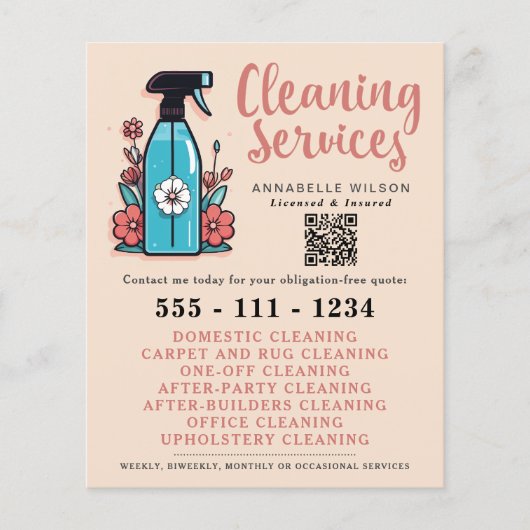 Reinigingsdiensten Spuitfles Bloemen Flyer (Voorkant)