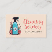 Reinigingsdiensten Spuitfles Bloemen Visitekaartje (Voorkant)