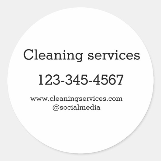 Reinigingsdiensten toevoegen het e-mailadres van d ronde sticker (Voorkant)