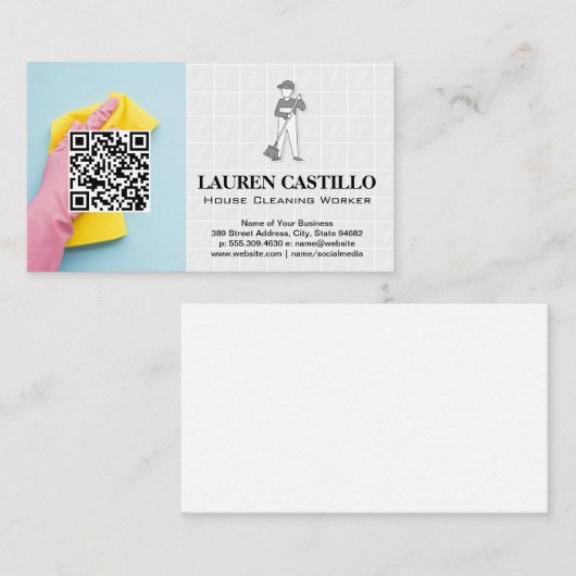 Reinigingsdiensten voor huizen | QR-scan Visitekaartje (Voorkant / Achterkant)