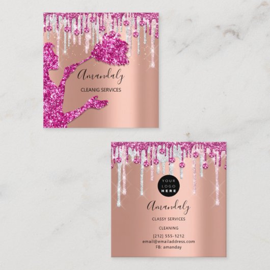 Reinigingsdiensten voor maden in het huis Logo Zil Vierkante Visitekaartje (Voorkant / Achterkant)