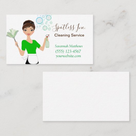 Reinigingsdiensten voor mousserende winkels visitekaartje (Voorkant / Achterkant)