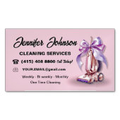 Reinigingsdiensten voor roze vacuümreinigingsappar magnetisch visitekaartje (Voorkant)