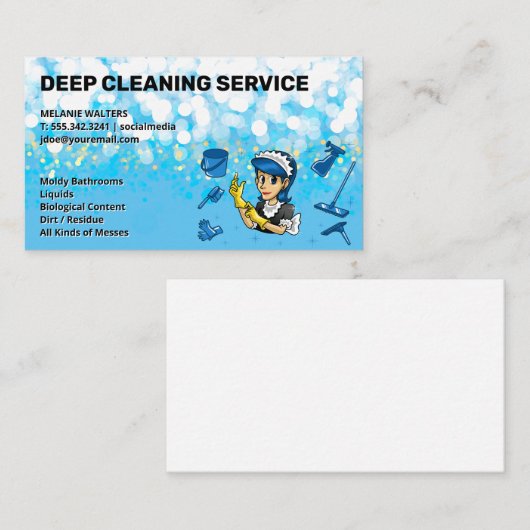 Reinigingsdiensten voor spaarpjes | Maid Visitekaartje (Voorkant / Achterkant)