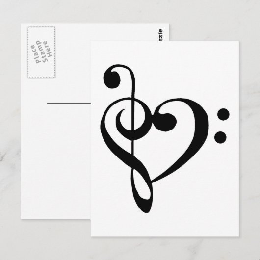 Reinigingshart Treble Clef Base Briefkaart (Voorkant / Achterkant)