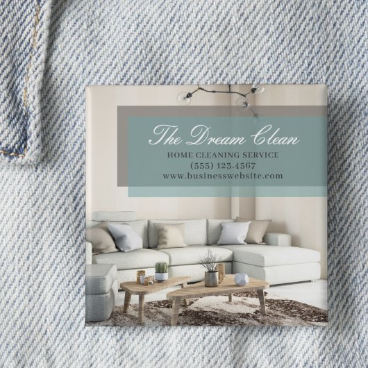 Reinigingshuis - schoonmaakservice Modern Vierkante Button 5,1 Cm