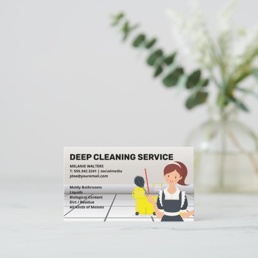 Reinigingsmachine | Maid | House Cleaner Service Visitekaartje (Staand voorkant)