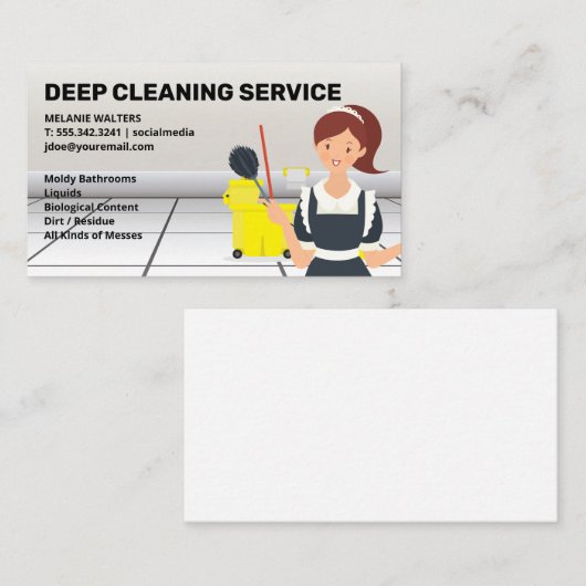 Reinigingsmachine | Maid | House Cleaner Service Visitekaartje (Voorkant / Achterkant)