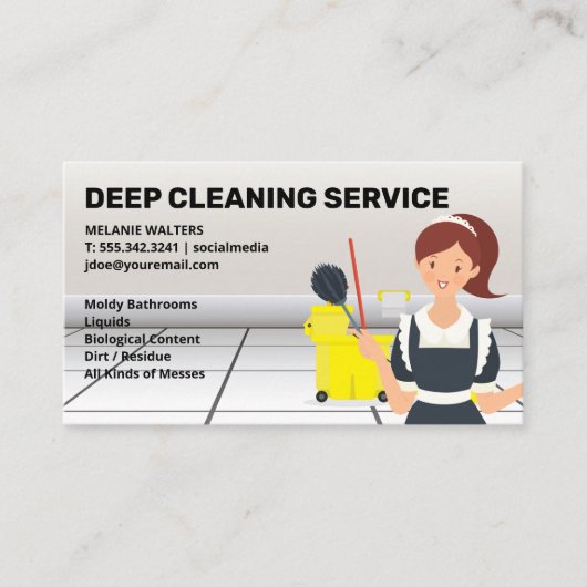 Reinigingsmachine | Maid | House Cleaner Service Visitekaartje (Voorkant)