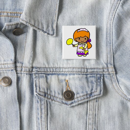 Reinigingsmeisje Vierkante Button 5,1 Cm (In situ)