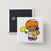 Reinigingsmeisje Vierkante Button 5,1 Cm (Voorkant /achterkant)