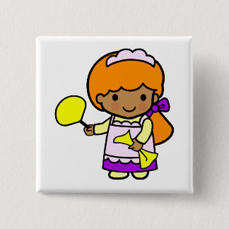 Reinigingsmeisje Vierkante Button 5,1 Cm