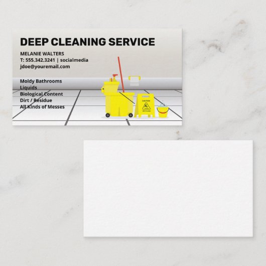 reinigingsmop | schoonmaakdienst visitekaartje (Voorkant / Achterkant)