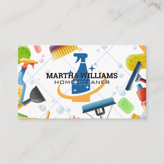 Reinigingsnevel | Tile Soap Bubbles en tools Visitekaartje (Voorkant)