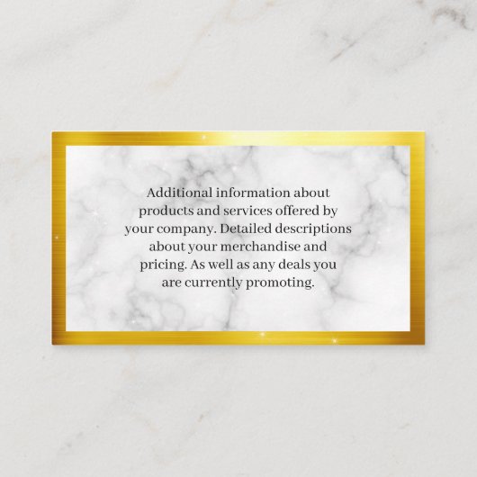 Reinigingspictogrammen | Marmer | Goudgrens | Spar Visitekaartje (Achterkant)