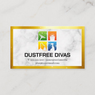 Reinigingspictogrammen Marmer Goudgrens Spar Visitekaartje