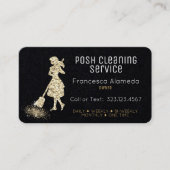 Reinigingsservice Black en Metallic Gold Sjabloon Visitekaartje (Voorkant)