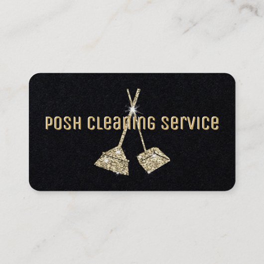 Reinigingsservice Black en Metallic Gold Sjabloon Visitekaartje (Achterkant)