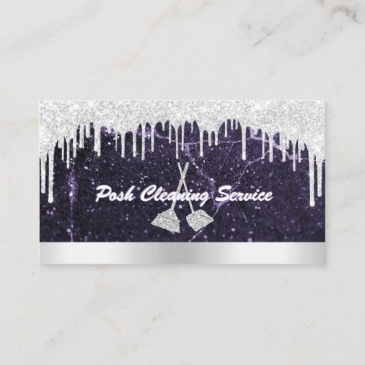 Reinigingsservice Drip Glitter Marble Paars Silver Visitekaartje (Achterkant)