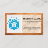 Reinigingsservice | House Bubbles Logo | Hout Visitekaartje (Voorkant)