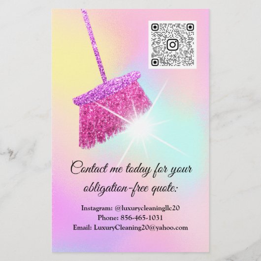 Reinigingsservice House Kantoor houden glasroze QR Flyer (Achterkant)