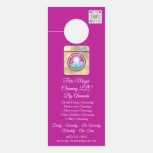 Reinigingsservice Laundy Wassen QRCode Gold Pink Deurhanger