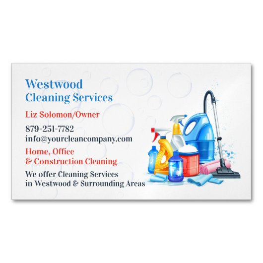 Reinigingsservice Magnetisch Visitekaartje (Voorkant)