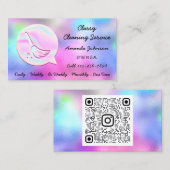 Reinigingsservice Maid Home Groom Logo roze QR-cod Visitekaartje (Voorkant / Achterkant)