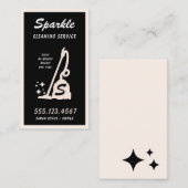 Reinigingsservice - Maid Retro White Black Contactkaartje (Voorkant / Achterkant)