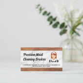 Reinigingsservice | Maïde Logo | Houtmarmer Visitekaartje (Staand voorkant)