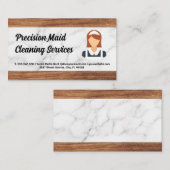 Reinigingsservice | Maïde Logo | Houtmarmer Visitekaartje (Voorkant / Achterkant)