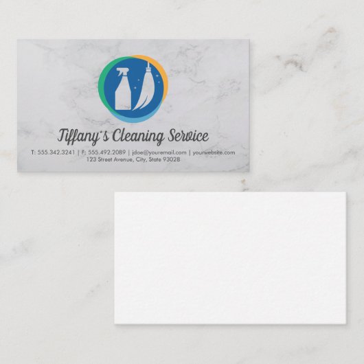 Reinigingsservice | Maïde Logo | Marmer Visitekaartje (Voorkant / Achterkant)