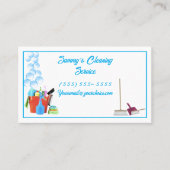 Reinigingsservice met reinigingsmiddelen, emmer en visitekaartje (Voorkant)