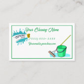 Reinigingsservice met reinigingsmiddelen, emmer en visitekaartje (Voorkant)