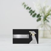 Reinigingsservice Modern Black & Silver Visitekaartje (Staand voorkant)