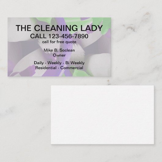 Reinigingsservice Modern ontwerp Visitekaartje (Voorkant / Achterkant)