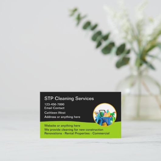 Reinigingsservice Moderne Visitekaartjes (Staand voorkant)