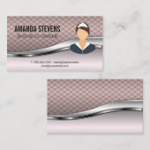 Reinigingsservice | Roze metalen sierstrip Visitekaartje (Voorkant / Achterkant)