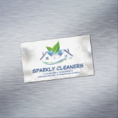 Reinigingsservice | Sparkly House Logo Magnetisch Visitekaartje (Voorbeeld)