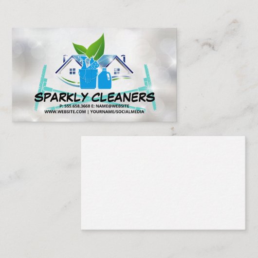 Reinigingsservice | Sparkly House | Schoonmaakmidd Visitekaartje (Voorkant / Achterkant)