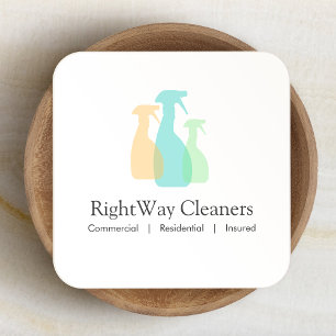 Reinigingsservice Spray Bottle Logo Vierkante Visitekaartje
