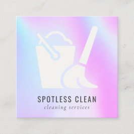 Reinigingsservice voor holografisch emmer-bakkamer vierkante visitekaartje