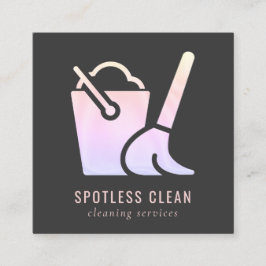 Reinigingsservice voor holografisch emmer-bakkamer vierkante visitekaartje